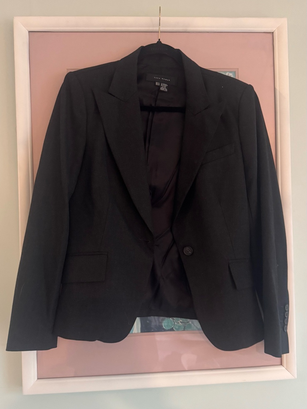 Zara Women’s Black Single-Button Notch-Lapel Blazer